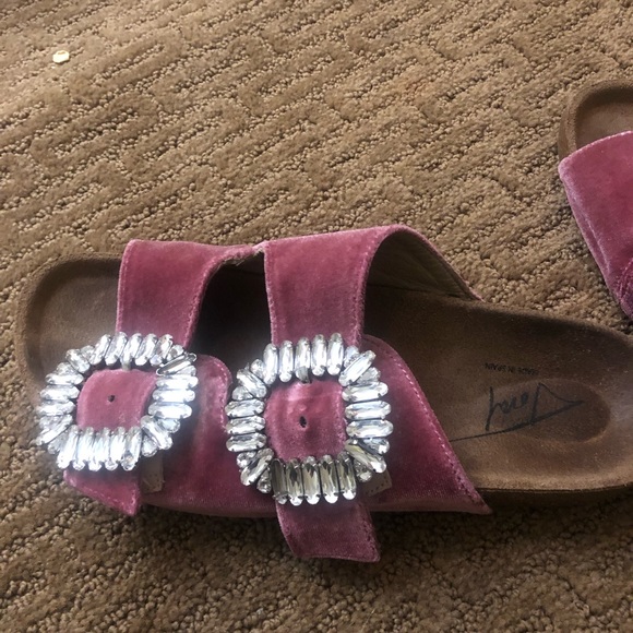 Pink velvet and crystal size 37 sandals - Picture 2 of 6